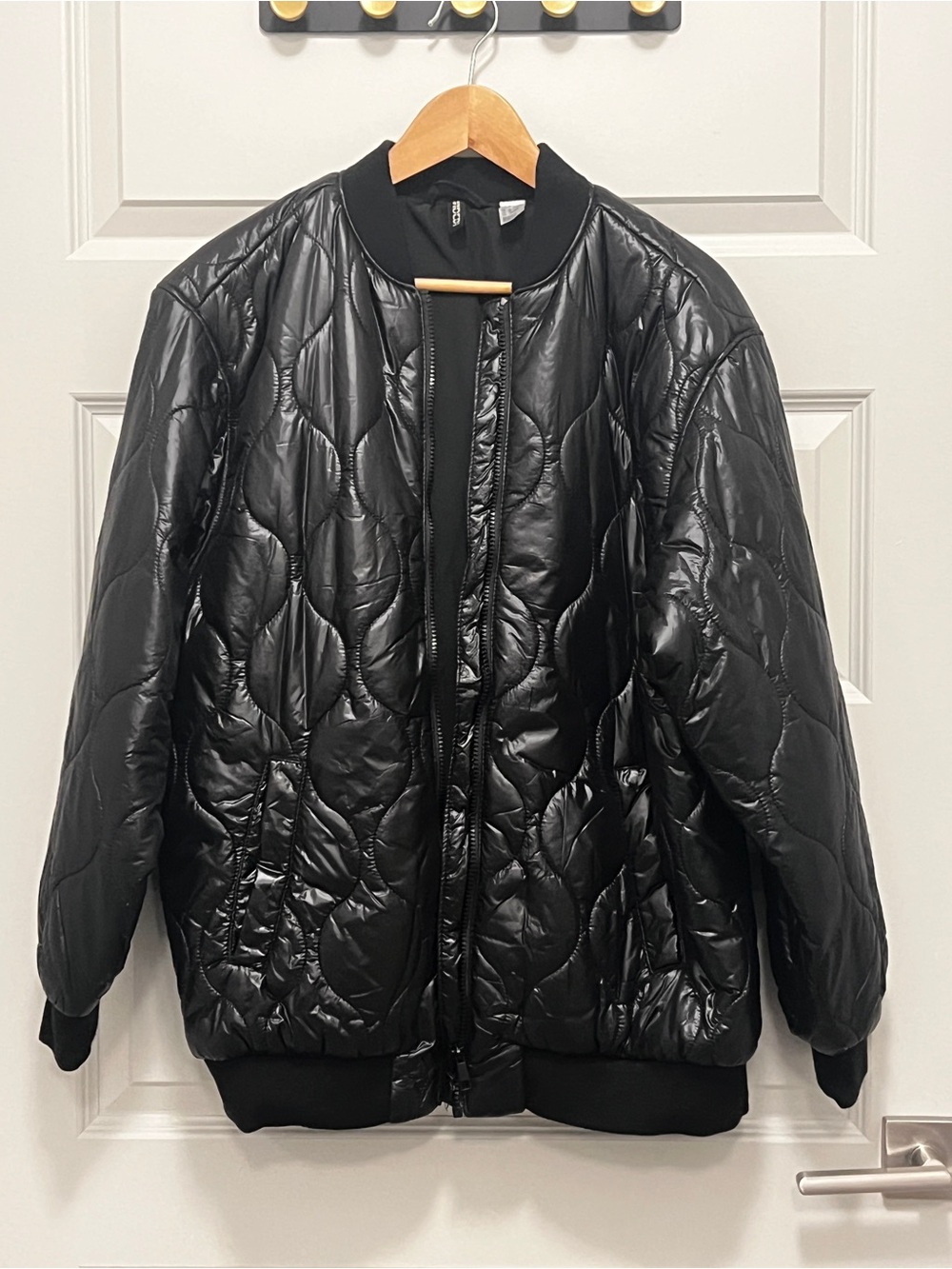 H&M Divided Black Quilted Bomber Jacket